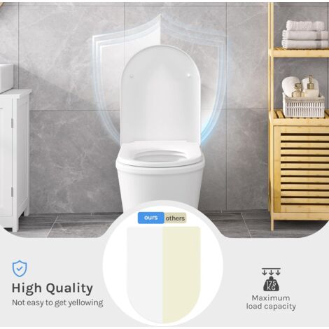 WOLTU D Shape WC Toilet Seats Soft Close Quick Release Heavy Duty Toilet Lid Cover