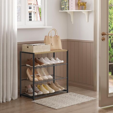 WOLTU 3 Tiers Shoe Rack Stand Compact Space Saving Storage Organiser Shelf Oak