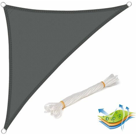 WOLTU Garden Sun Shade Sail PE Breathable Canopy Sunscreen Patio Awning Cover Grey 3x3x4.25m