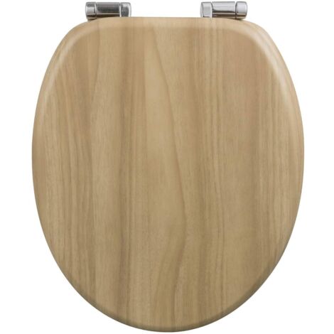 WOLTU Wooden Toilet Seats Soft Close WC Seat Hinge Ideal for Standard Toilet Bright Oak