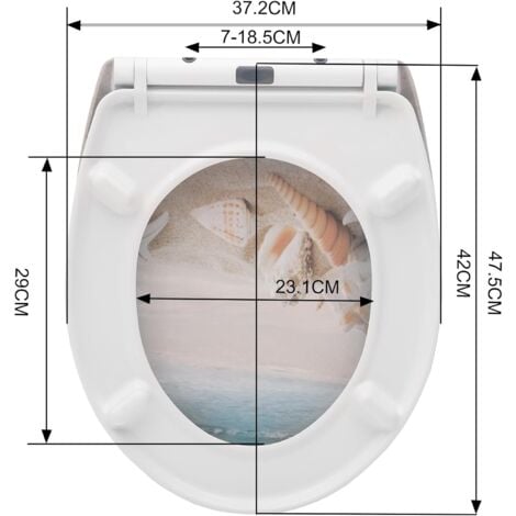 WOLTU Toilet Seats Soft Close Easy Cleaning Loo Seat with Adjustable Hinges Beautiful Beach
