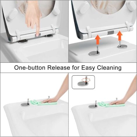 WOLTU Toilet Seats Soft Close Easy Cleaning Loo Seat with Adjustable Hinges Beautiful Beach