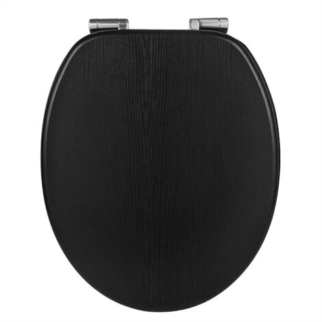 WOLTU Wooden Toilet Seats Soft Close WC Seat Hinge Ideal for Standard Toilet Black