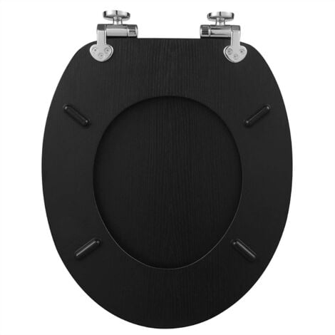 WOLTU Wooden Toilet Seats Soft Close WC Seat Hinge Ideal for Standard Toilet Black