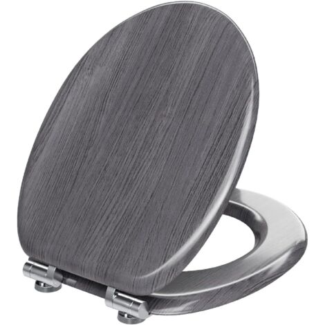WOLTU Wooden Toilet Seats Soft Close WC Seat Hinge Ideal for Standard Toilet Grey Maple