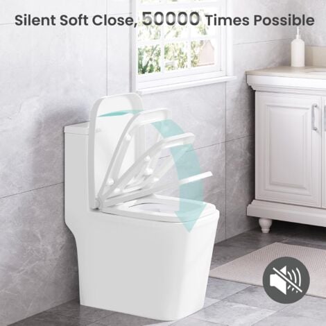 WOLTU Square WC Toilet Seats White Soft Close Quick Release Toilet Lid Cover