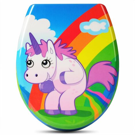 WOLTU Toilet Seats Soft Close Adjustable Hinge Toilet Lid Cover Family Bathroom A Unicorn