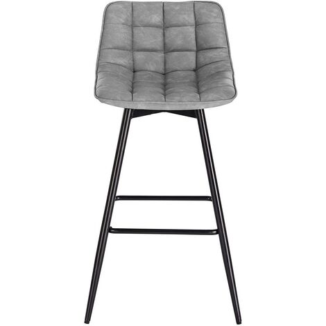 WOLTU 2x barstools Breakfast stools Metal+leather Counter Bar chairs Faux bar stools Grey