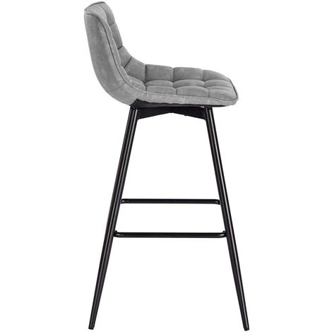 WOLTU 2x barstools Breakfast stools Metal+leather Counter Bar chairs Faux bar stools Grey