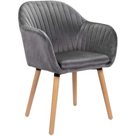 WOLTU 1x Kitchen dining chairs Living Room Corner chairs with Velvet Solid Wood Dark Grey