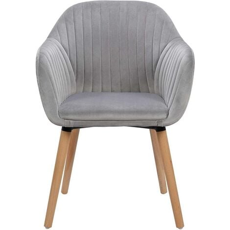 WOLTU 1x Kitchen dining chairs Living Room Corner chairs with Velvet Solid Wood Light Grey