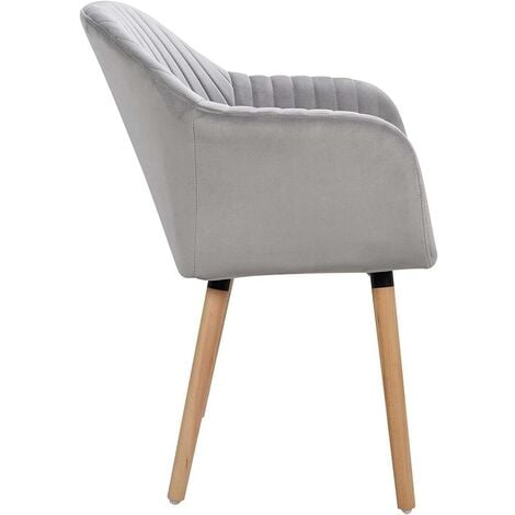 WOLTU 1x Kitchen dining chairs Living Room Corner chairs with Velvet Solid Wood Light Grey