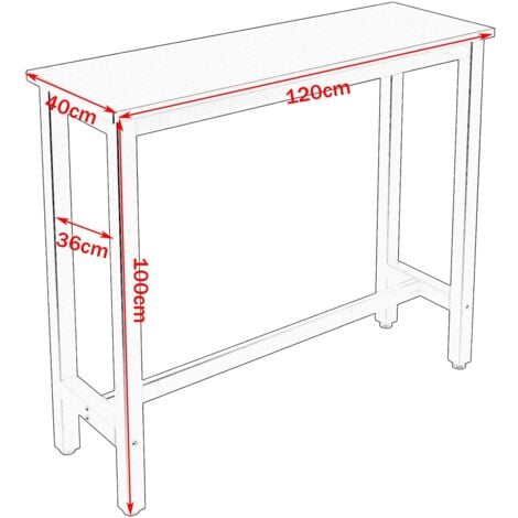 WOLTU Kitchen Bar Table Counter Breakfast Dining Table Coffee Table Metal Legs White