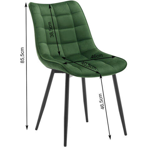 WOLTU 2 x Velvet dining chairs Metal Legs Office Kitchen Living Room Lounge chairs Dark Green