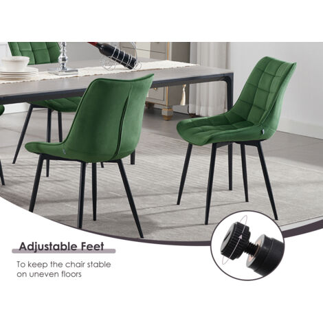 WOLTU 2 x Velvet dining chairs Metal Legs Office Kitchen Living Room Lounge chairs Dark Green