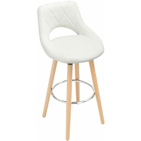 WOLTU 2 pcs bar stools Breakfast Kitchen Counter High stools Wood Legs barstools White