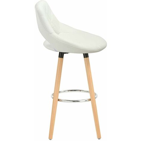 WOLTU 2 pcs bar stools Breakfast Kitchen Counter High stools Wood Legs barstools White