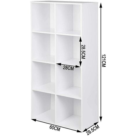 WOLTU bookcases Book Shelf Cube Storage Units Wood Storage Shelves for Bedroom White 121 cm
