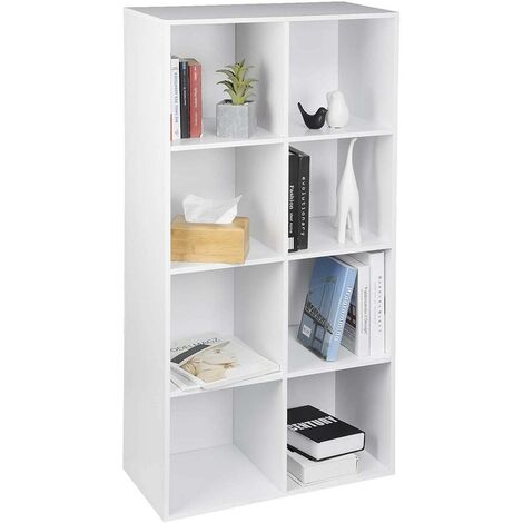 WOLTU bookcases Book Shelf Cube Storage Units Wood Storage Shelves for Bedroom White 121 cm