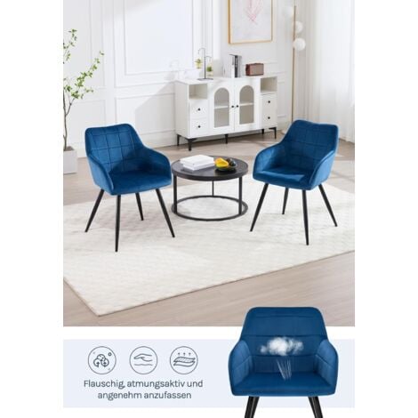WOLTU Kitchen Dining Velvet chairs Bedroom chairs Living Room Backrest chairs Blue
