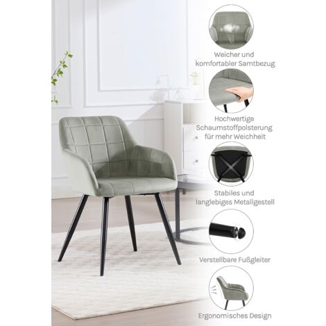 WOLTU Kitchen Dining Velvet chairs Bedroom chairs Living Room Backrest chairs Grey