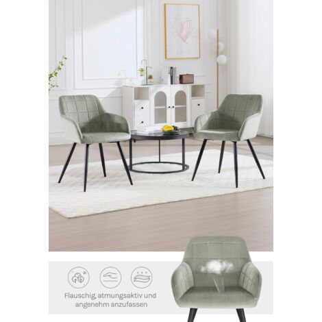 WOLTU Kitchen Dining Velvet chairs Bedroom chairs Living Room Backrest chairs Grey