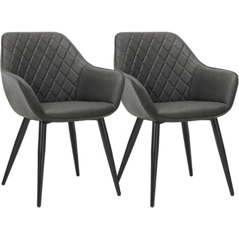 WOLTU 2× Kitchen dining chairs Faux Leather Fabric Padded Home Office chairs set Anthracite