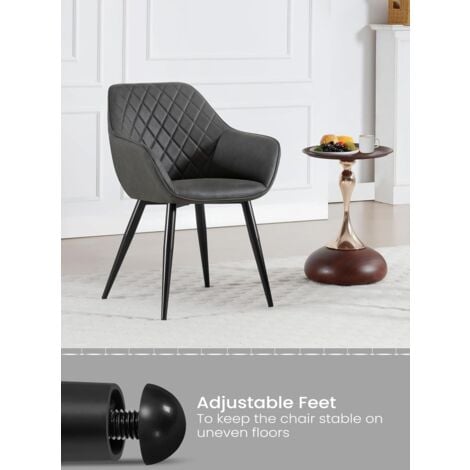 WOLTU 2× Kitchen dining chairs Faux Leather Fabric Padded Home Office chairs set Anthracite