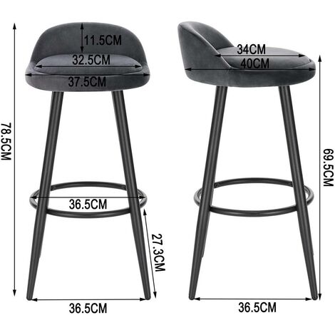 WOLTU 2x Tall Bar stools. Bar chairs with Backrest. Kitchen stools. Breakfast stools