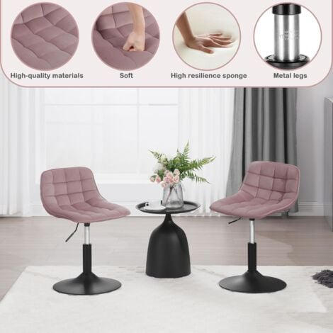 WOLTU 1x Breakfast bar stools Swivel Velvet Padded Seat Home chairs Cafe Seat Pink