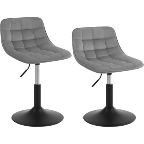 WOLTU 2x Breakfast bar stools Swivel Velvet Padded Seat Home chairs Cafe Seat Light Grey