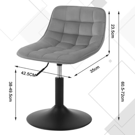 WOLTU 2x Breakfast bar stools Swivel Velvet Padded Seat Home chairs Cafe Seat Light Grey