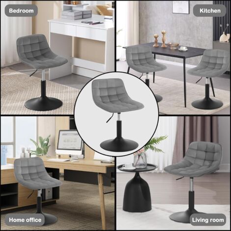 WOLTU 2x Breakfast bar stools Swivel Velvet Padded Seat Home chairs Cafe Seat Light Grey