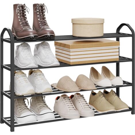 WOLTU 4 Tier Shoe Rack Holds 16 Pairs Of Shoes Storage Organizer Shelf Black