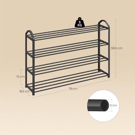 WOLTU 4 Tier Shoe Rack Holds 16 Pairs Of Shoes Storage Organizer Shelf Black