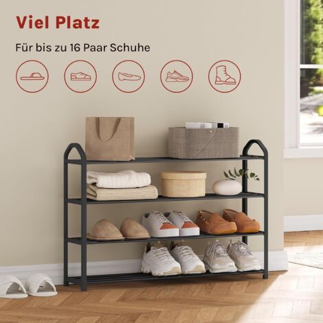 WOLTU 4 Tier Shoe Rack Holds 16 Pairs Of Shoes Storage Organizer Shelf Black
