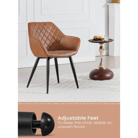 WOLTU 1x Dining Chair Faux Leather Seat Metal Legs Kitchen Chair Home Office Set Brown