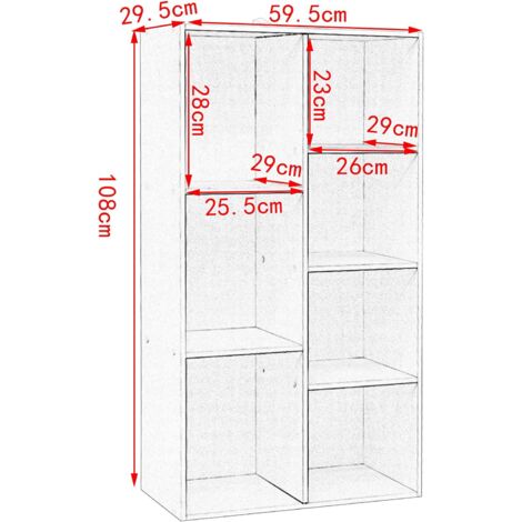WOLTU 7 Cube Wooden Bookcase Shelving Storage Display Shelves Wood Unit Baskets White