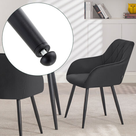 WOLTU Set of 1pcs Kitchen Dining Chairs Velvet Armchairs with Metal Legs Black