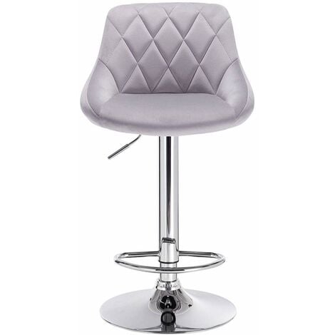 WOLTU 2 x Bar Stools Kitchen Swivel Gas Lift Stools Breakfast Pub Chair Stools Light Grey