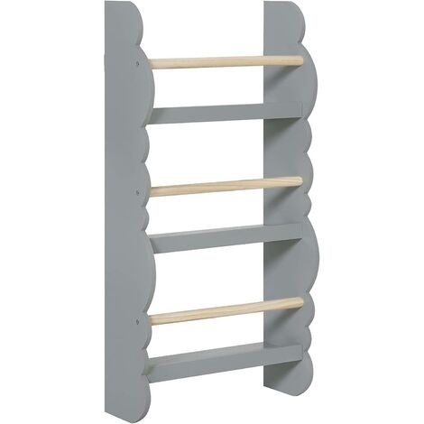 WOLTU Children bookcases Kids Display Bookshelf Storage Unit Shelving Wooden Rack Grey