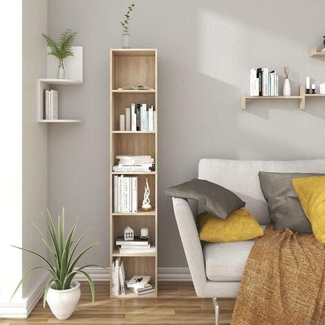 WOLTU Bookcase 6 Tiers Bookshelf Cube Storage Wooden Display Shelving Unit Oak