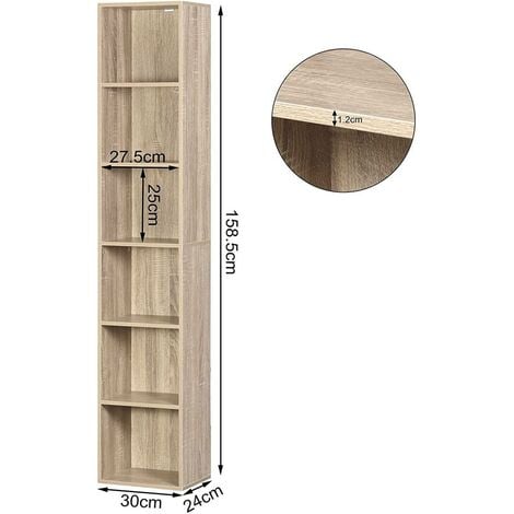 WOLTU Bookcase 6 Tiers Bookshelf Cube Storage Wooden Display Shelving Unit Oak
