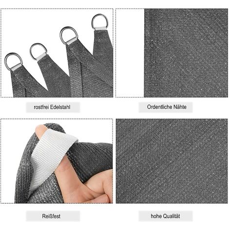 WOLTU Outdoor Sun Shade Sail Patio Suncreen Awning Garden Sun Canopy UV Block Grey 2x2x2 m