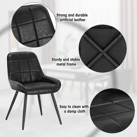WOLTU Set of 2 Faux Leather Dining Chairs Metal Legs Reception Restaurant Chairs