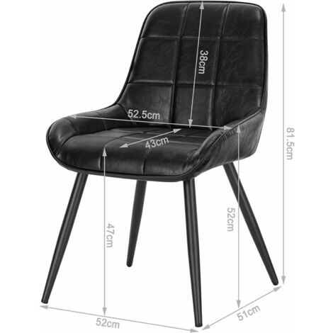 WOLTU Set of 2 Faux Leather Dining Chairs Metal Legs Reception Restaurant Chairs