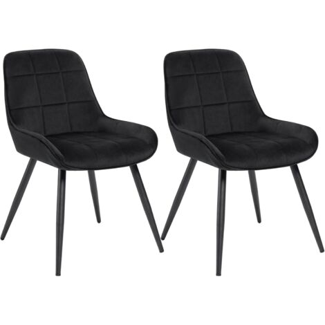 WOLTU Set of 2 Dining Chairs. Relaxing Chairs Velvet. Chairs for Bedroom. Living Room. Dining Room and Kitchen. Ergonomic Chairs with Backrest. Black