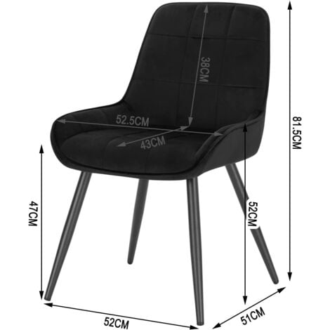 WOLTU set of 4 Dining Chairs. Relaxing Chairs Velvet. Chairs for Bedroom. Living Room. Dining Room and Kitchen. Ergonomic Chairs with Backrest. Black