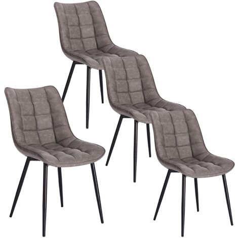 WOLTU 4Pcs dining chairs Living Room chairs Faux Leather with Padded Seat chairs Dark Grey