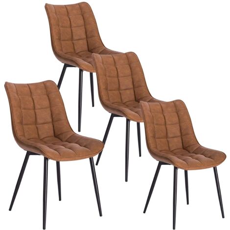 WOLTU 4Pcs dining chairs Living Room chairs Faux Leather with Padded Seat chairs Light Brown